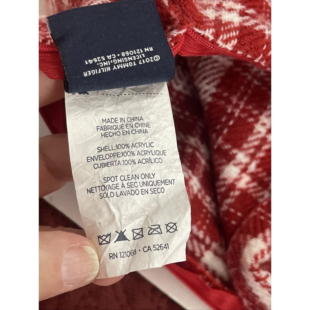 READ‎ TOMMY HILFIGER 24x24 Throw Pillow Cases ONLY Red White Plaid Cottage Guest